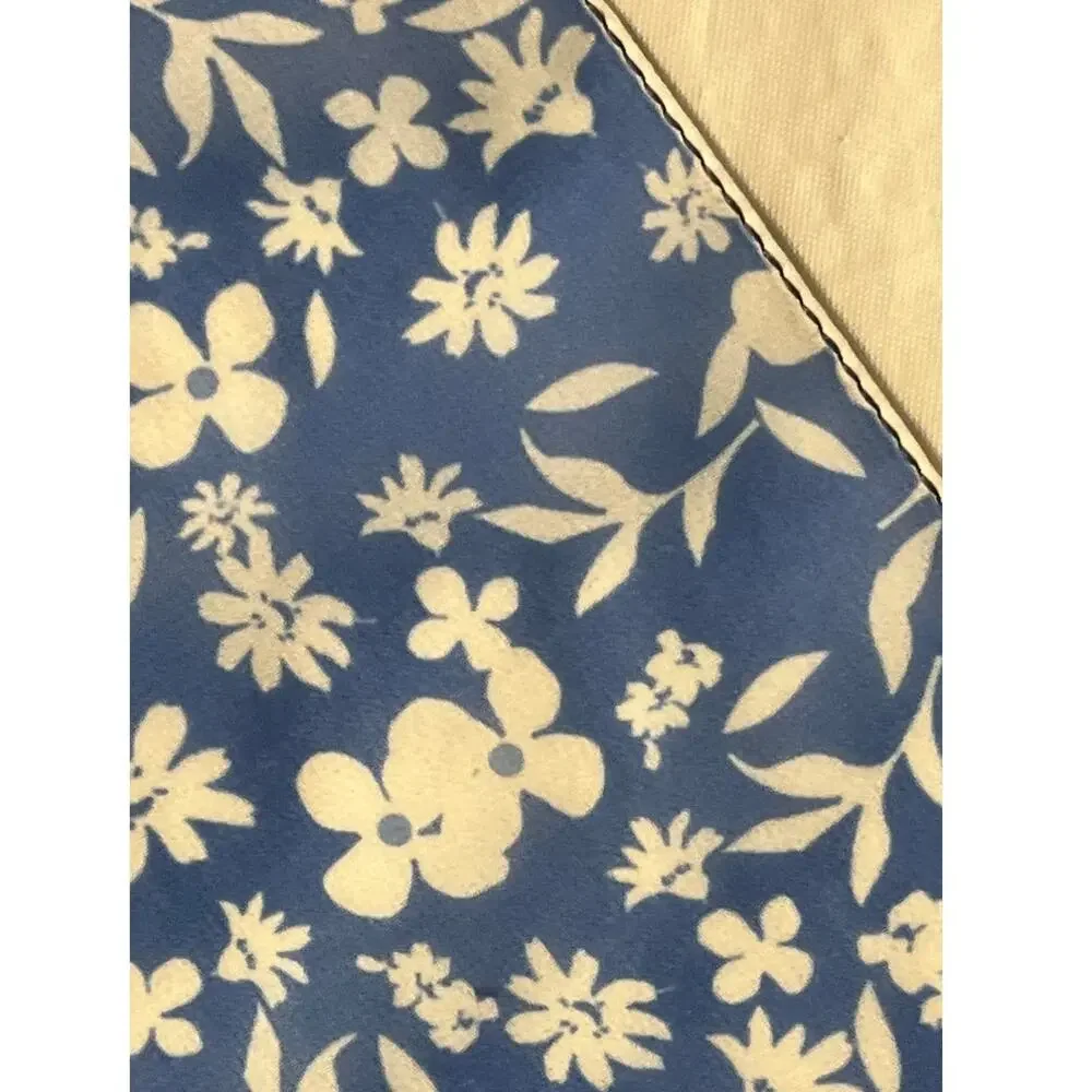 One of a Kind Silk Scarf Manufacture Sample Blue Flowers - Vialegeno Disegni